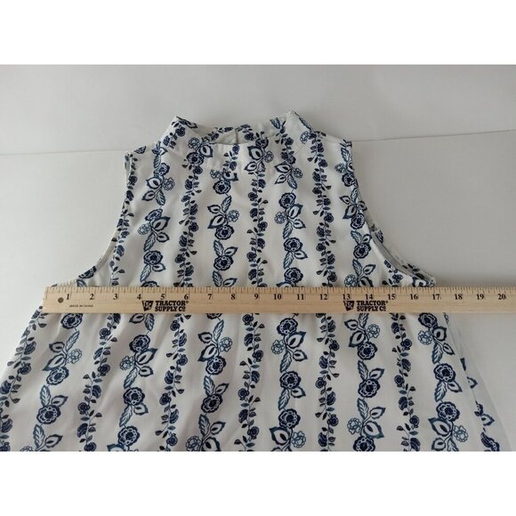 Altar D State Womens Mini Dress White Blue Floral Sleeveless Keyhole Back Size S - Picture 8 of 9